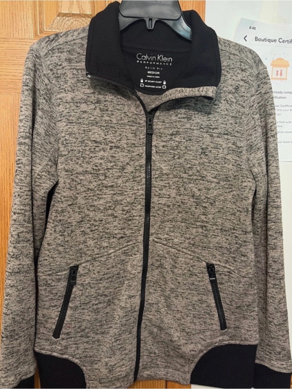 Calvin Klein Performance Men's Marled Gray Full-Zip Knit Jacket
